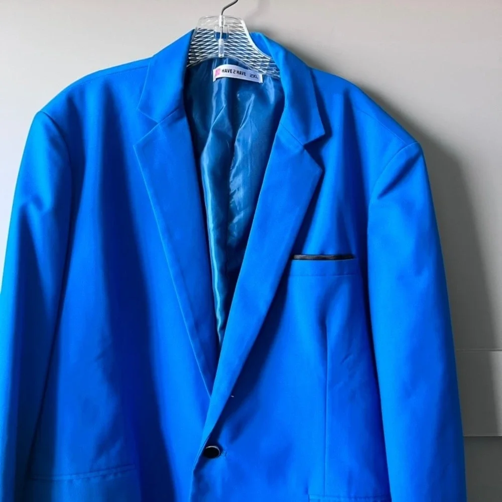 HAVE 2 HAVE Blazer Mens 2XL Cobalt‎ Blue Single Button Notch Lapel Sport Coat